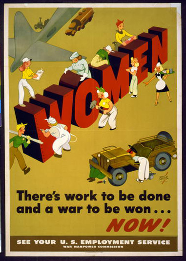 Women, There's Work to Be Done and a War to be Won... Now! - Vintage WPA War Military Printable Poster 